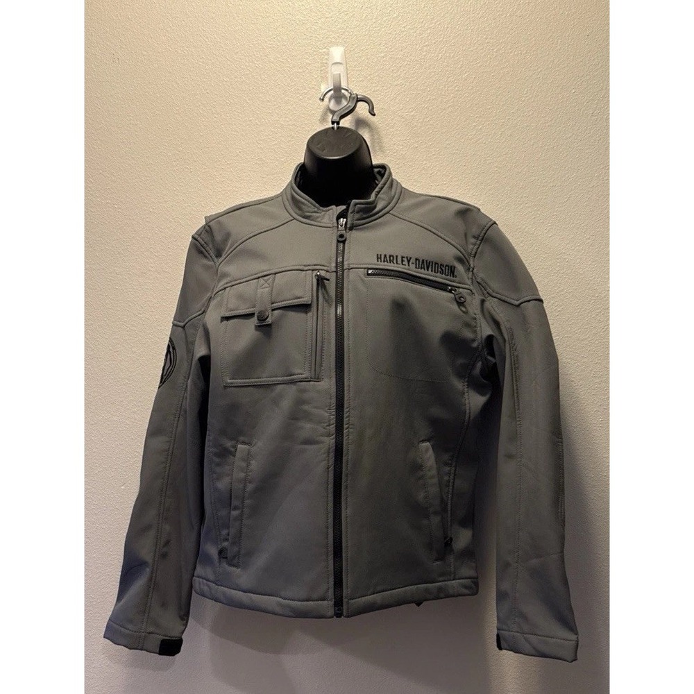 Harley Davidson Men's Shell‎ Gray Utility Jacket Size Medium  P2P 21" EUC.